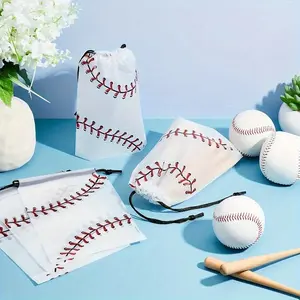 Baseball Themed Party Gift Bag, Party Gift Packs, Party Favors, 20pcs/set Drawstring Baseball Party Bag, Baseball Gift Bag, Boys' Birthday Baseball Theme Party Supplies