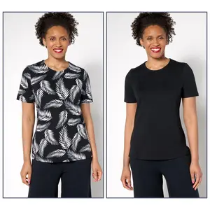 Denim & Co. Beach Jersey 2-Pack Printed and Solid Tops