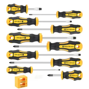 11-piece magnetic screwdriver set, including Phillips and flat-head screwdrivers, magnetizer, with storage case