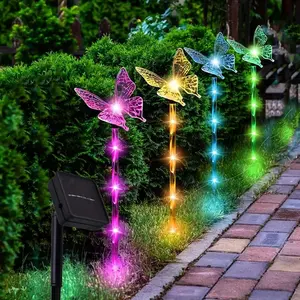 4 Pack Solar Butterfly Garden Stake Lights, Decorative Solar Charging Pathway Lights, Garden Glow Light, 8 Modes for Outdoor Garden Decor and Holiday Display