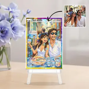 Custom Couple Acrylic Game Card - Personalized Trading Card - Custom Anime Illustration Card - Cartoon Art Gift for Boyfriend or Girlfriend