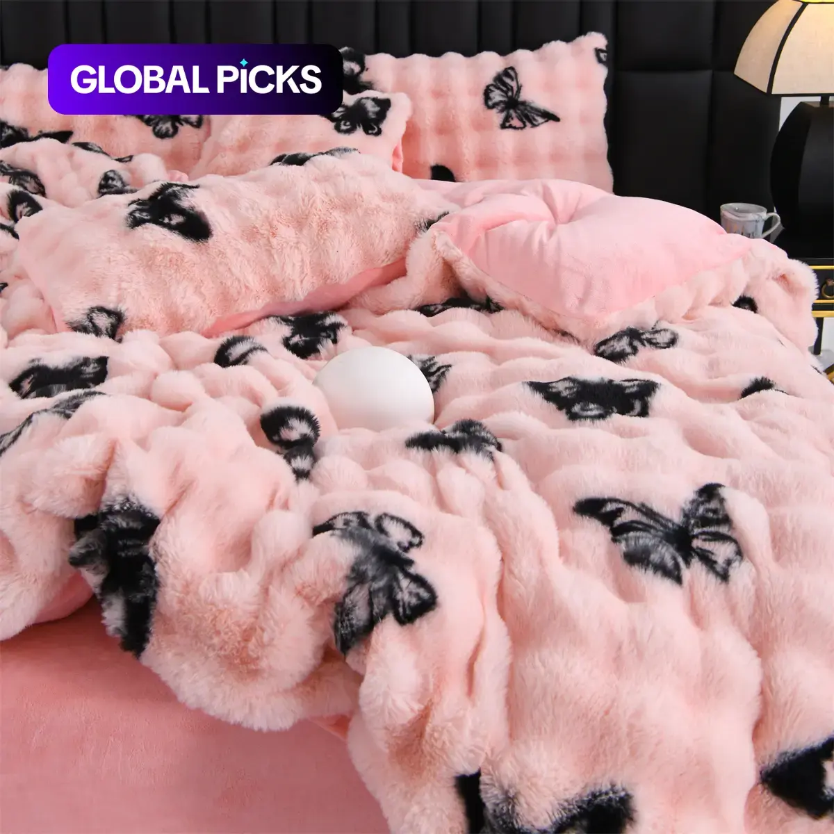Luxury Faux Rabbit Fur Leopard and Butterfly Pattern Decorative Bedding Set, Ultra-Soft Zipper Quilt Cover with 2 Pillowcases, Cozy Bedding Set, Elegant Design Soft Bedding Sets #GLOBAL PICKS