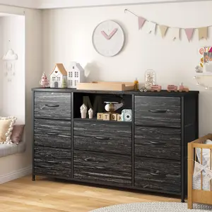 【TiktokBlackFriday On Sale】Raybee 8 Drawers Dresser for Bedroom with Charging Station,  39”-55” TV Stand for Bedroom, Modern Fabric Chest of Drawers with Open Shelves, Sturdy Storage Dresser for Closet, Living Room, Hallway