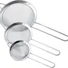 3-piece stainless steel cone filter, available in 3 different diameter sizes (3 inches, 4 inches, 5.5 inches), with solid handle and hook, perfect for juicing, flour, and filtration
