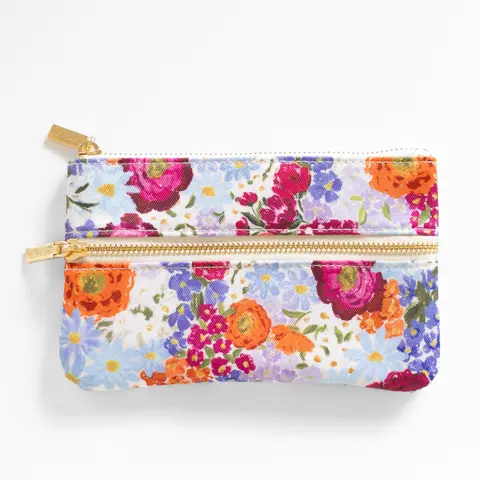 Elyse Breanne Design Compact Portable 100% Polyester Pencil Pouch - Desk Supplies, Gold Hardware, Inner Slip Pocket, 7.75in x 4.75in, Hand Wash, Organizes Tools, Summer Meadows, Designed in NC-Imported, Revamped 2025, for Artists