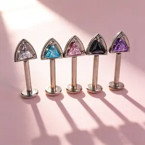 G23 Titanium Cat Ear Stud Earrings 16G Hypoallergenic Flat Back CZ Cartilage Piercing 2 Pairs  Non Tarnish Jewelry for Sensitive Ears and All-Day Comfort men's earrings earring stack non tarnish jewelry magnetic earrings teenage girl accessories spooky se