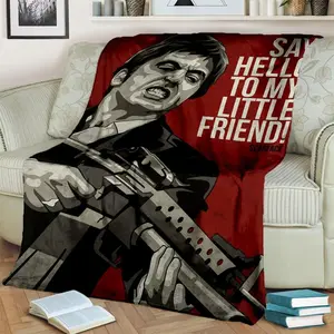 3D Printing Movie Scarface Tony HD Blanket,Soft Throw Blanket for Home Bedroom Bed Sofa Picnic Travel Office Cover Blanket Kids
