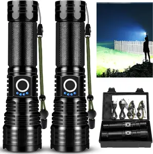 Led Flashlights 99,000 Lumen High Lumens Rechargeable 2 Pack, Brightest Flash Light with 5 Modes & 18H Runtime, IPX7 Waterproof, Powerful Handheld Flashlights for Home Camping Hiking