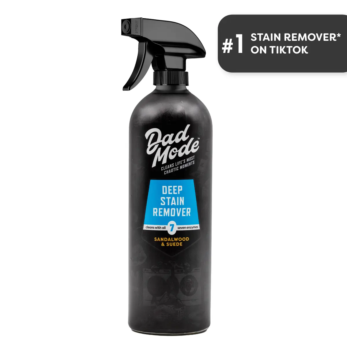 DadMode 7-Enzyme Power Liquid All-Purpose Cleaner Spray - 16 oz, Sandalwood & Suede Scented, 24-Month Shelf Life, Refill Bottle for Fabric Stain Removal, Sports Stain Aid, Odor Elimination