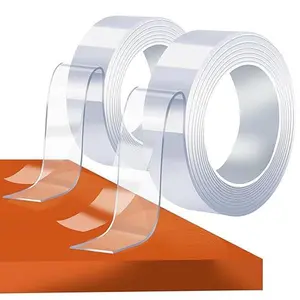 Strong Transparent Double-Sided Carpet Tape | 19.6ft Heavy-Duty Mounting Tape for Hardwood Floors Walls Residue-Free Removal & 10lb (2 Rolls)