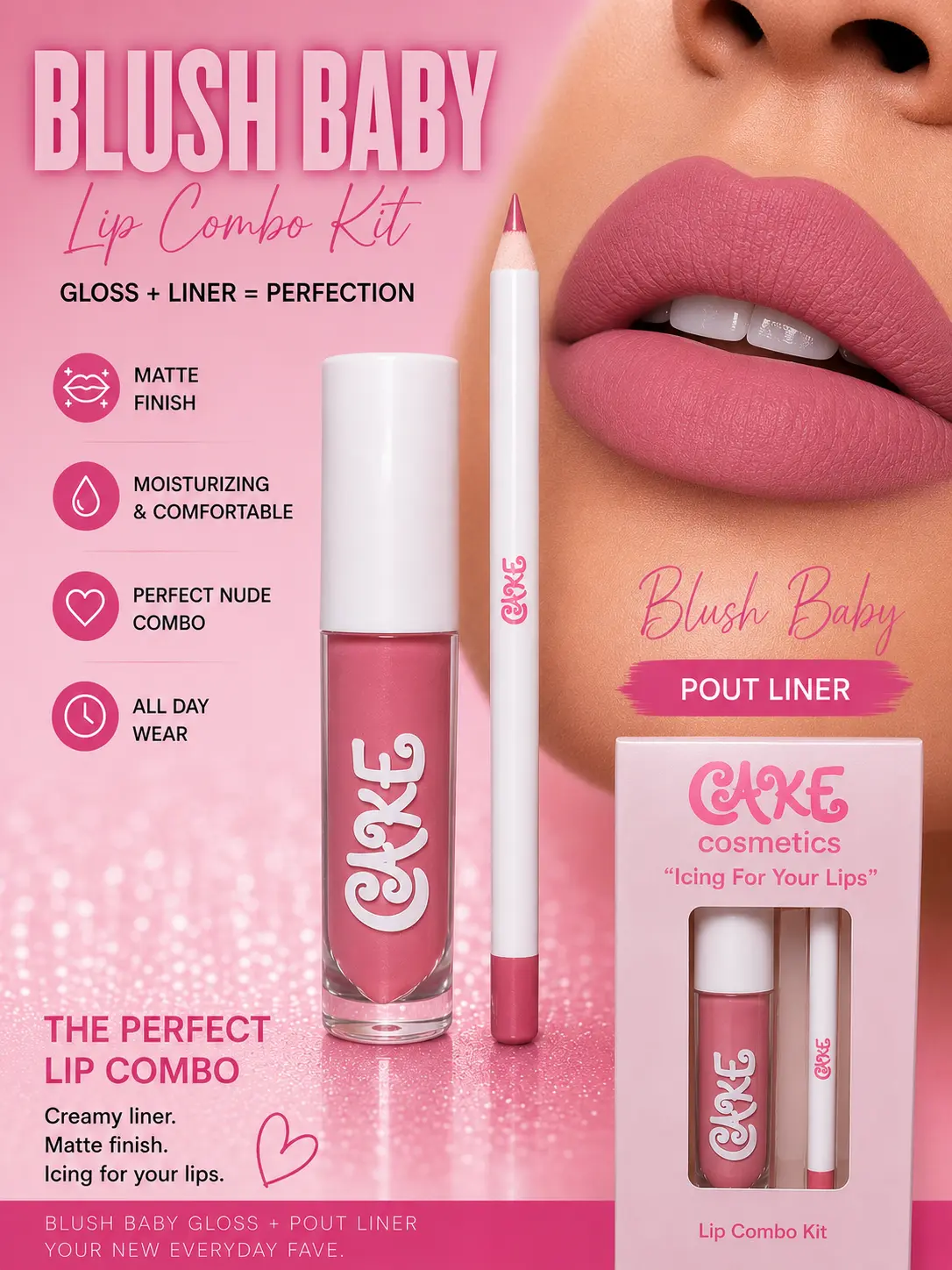 BLUSH BABY Lip Kit — lip gloss matte lips lipstick beauty makeup pink