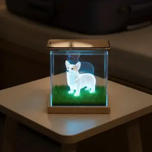 Holographic 3D Pet House Gift Box, Creative Poodle Paws Puppy Memorial Ornament, Unique Decoration Display, Perfect Holiday Gift Choice