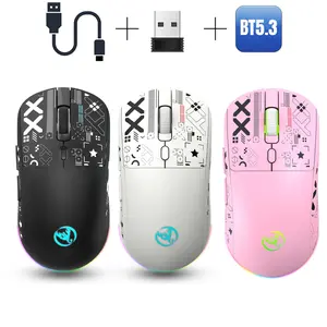 New Wireless Mouse 3 Modes (USB 2.4Ghz+BT5.3/+Wired) RGB Light TYPE C Fast Charging RechargeableI Adjustable USB Plug And Play Optical Mouse Game Home Office for Business/PC/Win/Mac/Computer/Laptop