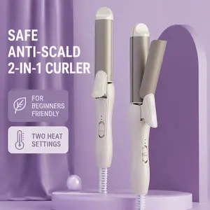 Women's Professional 2-in-1 Hair Straightener Curling Iron - Negative Ion Ceramic Heating Plate, Fast Heating, Multi-Temp Control, Anti-Scald, Auto Shut-Off, Dual Voltage, 360° Rotatable Cord, Portable Salon-Quality Hair Styler (abs-Infused)