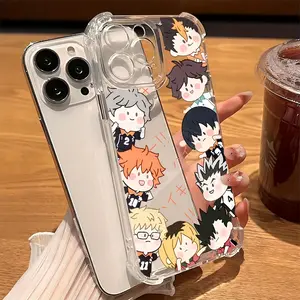 Anime Blooded Cool Football Haikyuu Phone Case Suitable for iPhone 16, 15, 14, 13, 12, 11 Pro Max, X, XR, XS Max, 8 Plus - Shockproof Protective Transparent Soft Back Cover