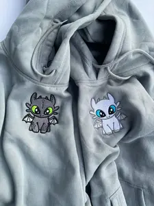 Embroidery, Matching, Couple, Dragons, Httyd, How to train your dragon, Hoodie