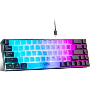 Mini RGB 60% Gaming Keyboard, 68 Keys Small Compact USB Wired Rainbow Light Up Backlit Gaming Keyboard for PS4 PS5 PC Laptop Gamer(White-Black)