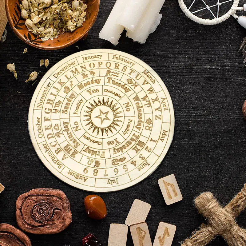 1 set wooden divination board, country style star shaped pendant board, Chinese mystical information board, for spiritual altar decoration, spiritual decoration, home decoration, feng shui jewelry, Ornaments, Religious home decor