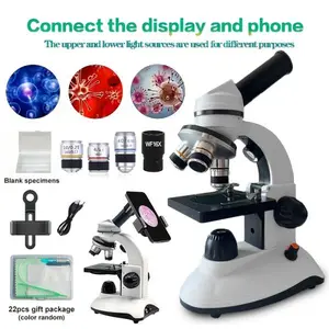 Adult Professional Compound Microscopes • 2000X Magnification for Laboratory & Home Use • Phone Adapter & Dual LED Illumination • Complete Set of Slides • Designed for Portability