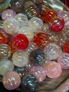 B60- (10PCS) 15mm Pumpkin/Latern Solid Galaxy Glitter Mix Acrylic Beads For DIY