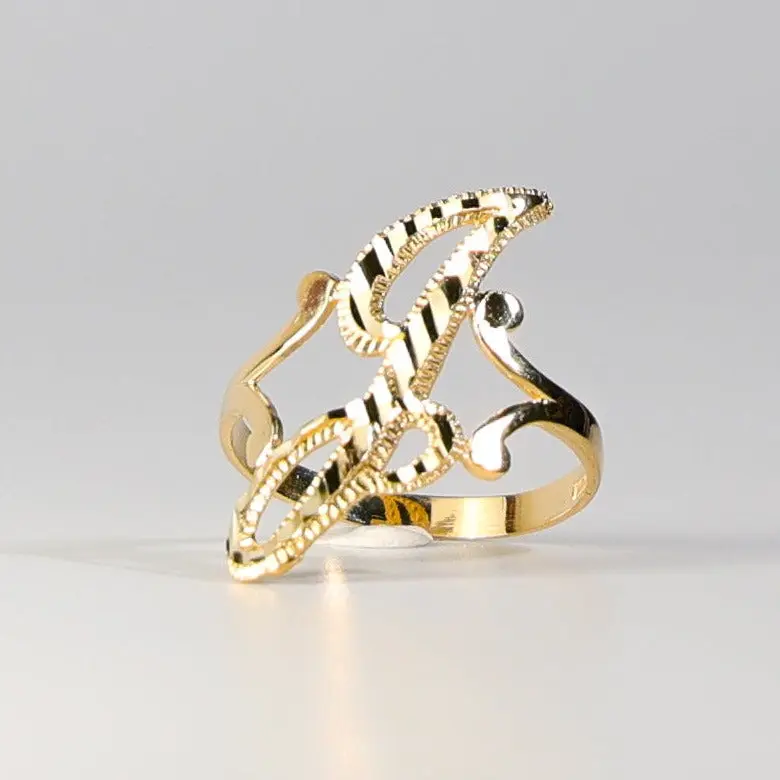 14K Gold Cursive Initial "J" Ring