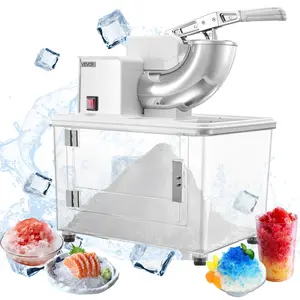 VEVOR Commercial Ice Crusher 661LBS/H, 350W Electric Snow Cone Machine with 4 Blades, 1400RPM Stainless Steel Shaved Ice Machine with 11 Gal Crushed-Ice Box, for Family Restaurants Bars, White