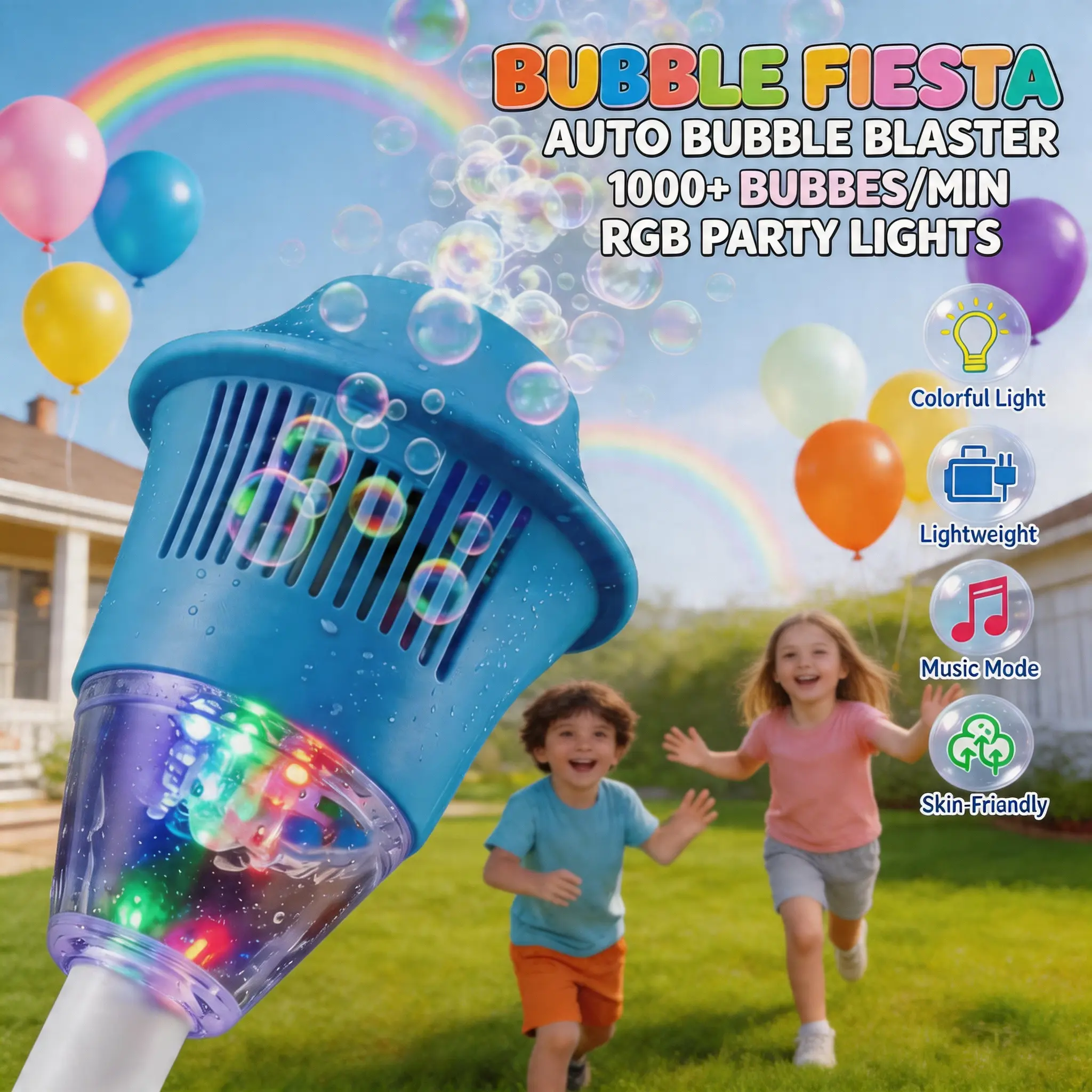 Automatic Handheld Bubble Machine for Kids, Bubble MakerSpring Summer Toys with Lights, Outdoor RechargeableBlower Best Easter Gift for Children