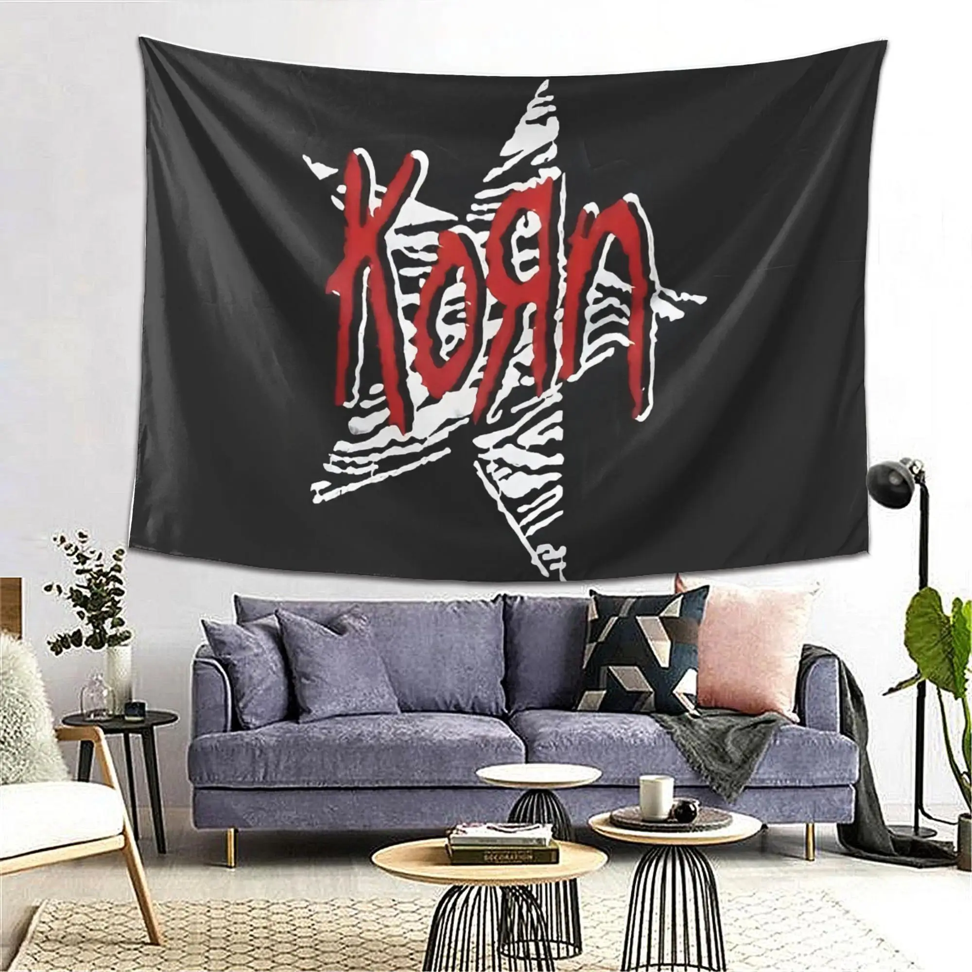 Korn Band Logo Tapestry  Modern Art Wall Decor Frameless Artwork for Home Living Room Bedroom Coffee Shop Office Bar Music Room