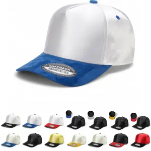 Satin Baseball Cap Suede Bill Snapback Adjustable Size Plain Solid Color Men