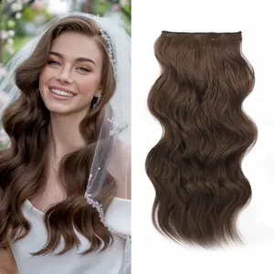[QBEAUTY]  Blonde/Brown/Red  Clip- in Synthetic Hair Extensions Long Wavy 4PCS Thick Hairpieces  Double Weft Natural Hair Extensions for Women New Upgraded Lace Weft  Same Amount Of Full Hair With Lighter Weight All Day Comfort