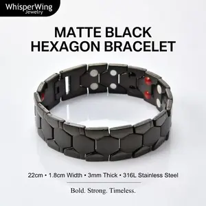 Super Magnetic  Bracelet, Adjustable Length, Unisex Fashion Jewelry, Stainless Steel Wristband, Trendy Stackable Bangle
