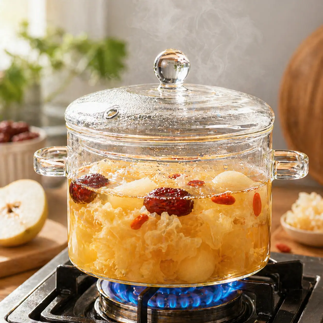 High Borosilicate Glass Pot with Lid Saucepan Soup Pot for Noodles Stovetop Safe for Gas Electric Induction Cooker Heat Resistant Cooking Pot for Boiling Stewing,home essentials