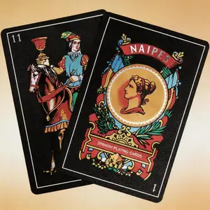 Waterproof Spanish Playing Cards - Authentic Black Plastico Baraja Española Cartas, Ideal for Card Games Briscas and Mus (Puerto Rico & Mexican Design)