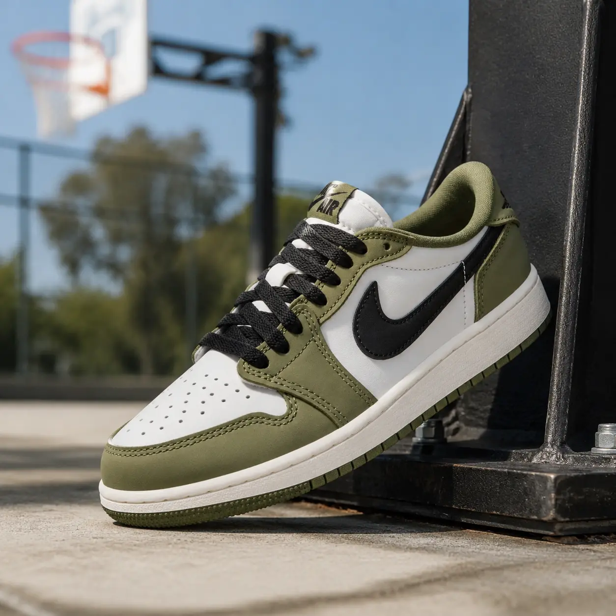 Jordan 1 Retro Low Medium Olive Summit White Sail Black Men's HQ6998-200 & GS HQ6999-200 New Casual Sneaker