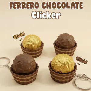 3D Printed Ferrero Rocher Chocolate Doll Model, Stress Relief Clicker Toy, Fidget Keychain, Backpack Charm, Key Charms, Desk Decor, Party Gift, DIY Craft Accessory