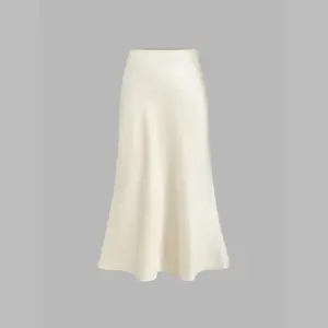 Cider Petite Satin Ruffle Bias Cut Midi Skirt