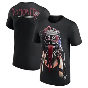 Men’s Black Finn Bálor Demonito T-Shirt, Official WWE Graphic Tee, Dark Demon-Inspired Design, Retro Wrestling Fan Apparel