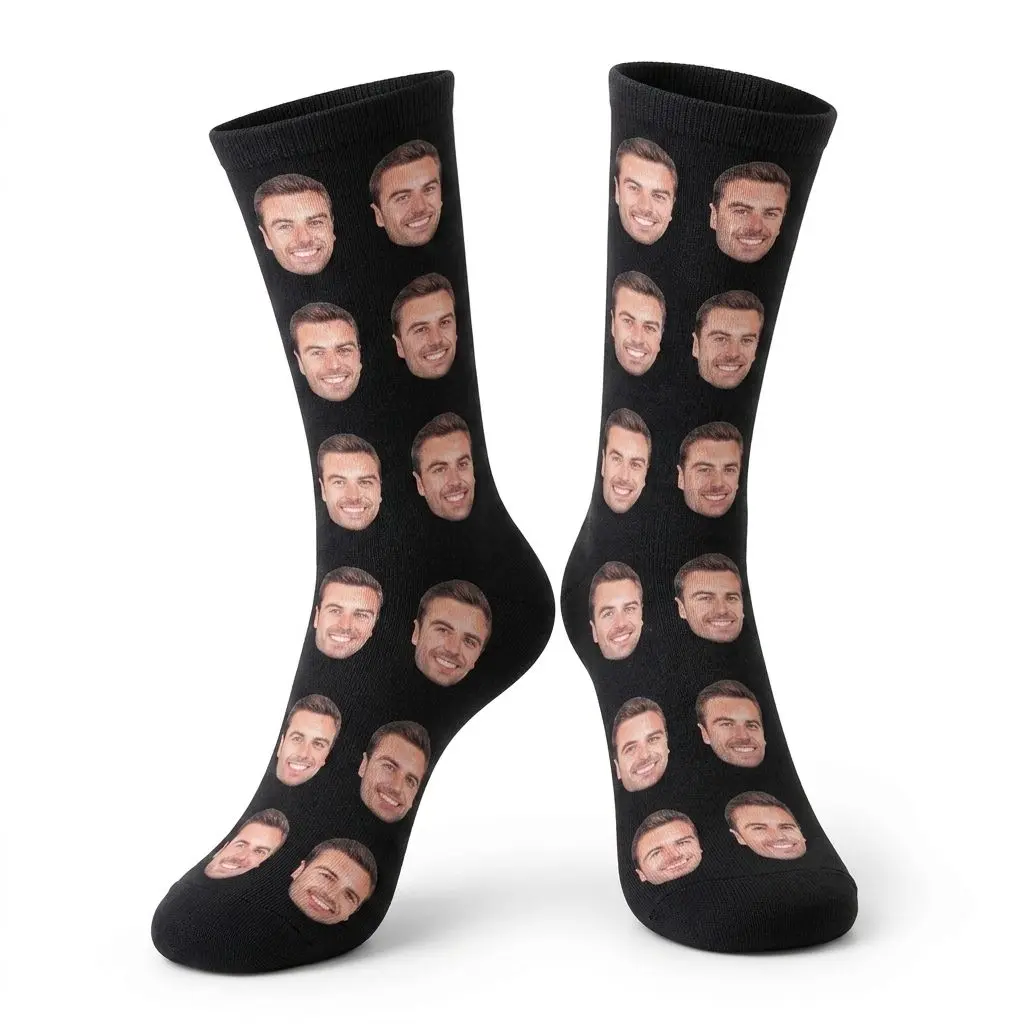 BARLEY ONE Click “Shop Chat”, Send Photos, Custom Face Socks with Picture Personalized Unisex Funny Crew Socks for Men Women High-Tech Printing Comfortable Stretchy Socks Perfect Gifts for Christmas Birthday, Mother's Day02