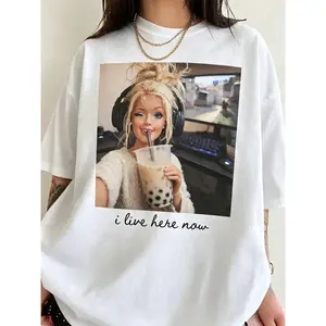 Women's T-shirt, humorous casual short-sleeve T-shirt, suitable for daily commuting, girlfriends gatherings, casual outings and daily wear. Machine washable and fade-resistant, soft top, fashionable classic casual crew neck top