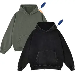 2pack Acid Wash Hoodie Oversized Vintage Hoodie Unisex Heavy Weight Hoodie Distress Hoodies for Men Women Couples with Pockets Casual Stylish