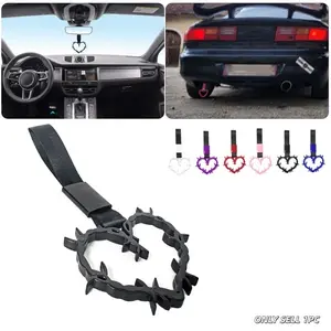 JDM Racing New Handle Hand Strap Heart Ring Styling Drift Charm Strap Drift Auto Accessories Car Strap Front and Rear Bumper Dec Automotive Decorative Accessories