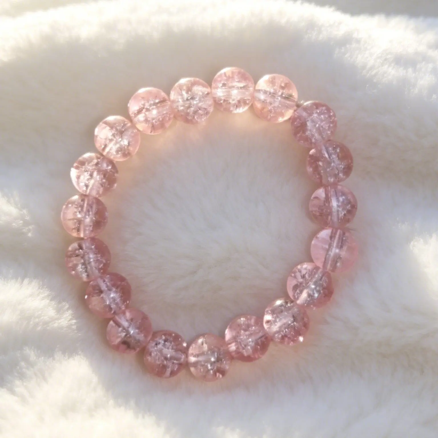 Pink Cherry Blossom Glass Bracelet, Cute Shining Friendship Bracelet for Best Friends & Mothers, Fashion Costume Jewelry Accessory Gift Idea, Bracelets, Friendship Bracelets