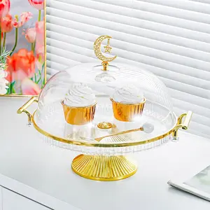 Elegant Clear Acrylic Cake Stand, Tall Cupcake Holder for Wedding Dessert Table,  Display Rack for Bakery & Cafe, Clear High Foot Dessert Display Tower for Birthday, Candy Tray for Bakery & Party Decoration Event Great for Fruits, Cookies & Sweets