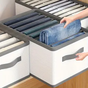 Foldable Drawer Storage Box with Dividers, Polyamide Material, Space-Saving Design for Clothes & Accessories, Ideal for Home & Dormitories