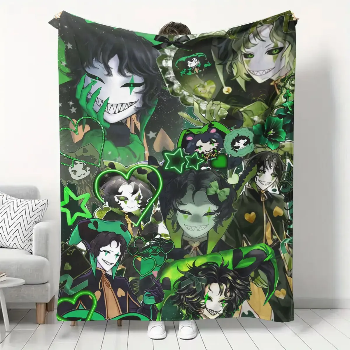 Exquisite The Freak Circus Clown Harlequin Element Full Print Fan Art Illustration Blanket Bedroom Living Room Sofa Decorative Blanket Warm Nap Blanket Office Air Conditioning Blanket Travel Portable Leg Blanket Student Dormitory Small Blanket F