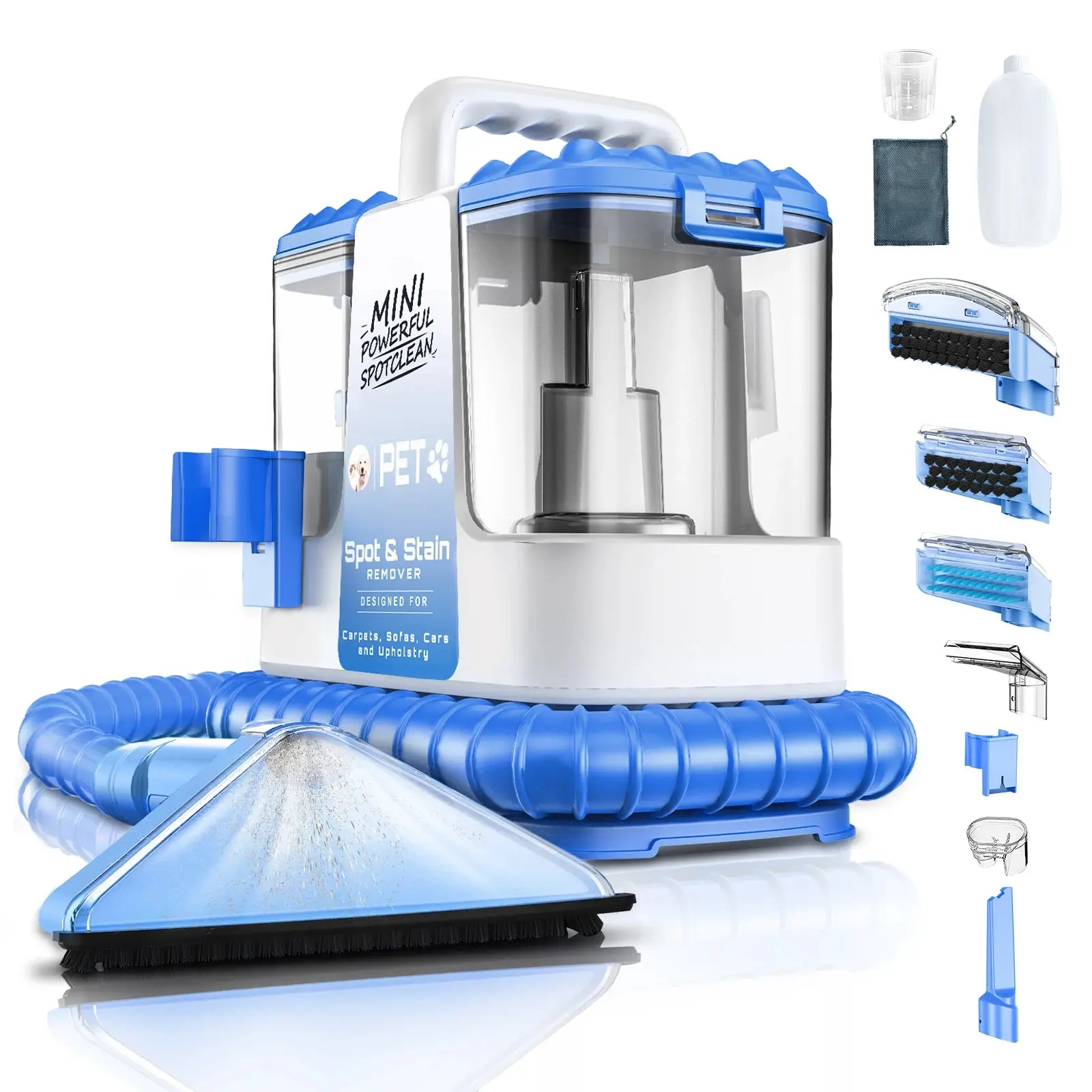 Wet and Dry Carpet & Upholstery Cleaner Machine, 20Kpa Powerful Suction, 110v-240v, 3-6kg, Silicone Brush & 4 Additional Cleaning Tools for Cars, Sofas, and Upholstery, 3 - 6 Kg