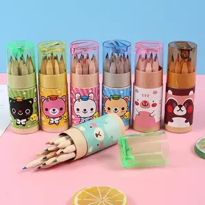 12 Color Cartoon Bear Drawing Pencils, Kids Birthday Party Office Supplies Gift, School Kindergarten Carnival Prizes, Oil-Based Colored Pencils