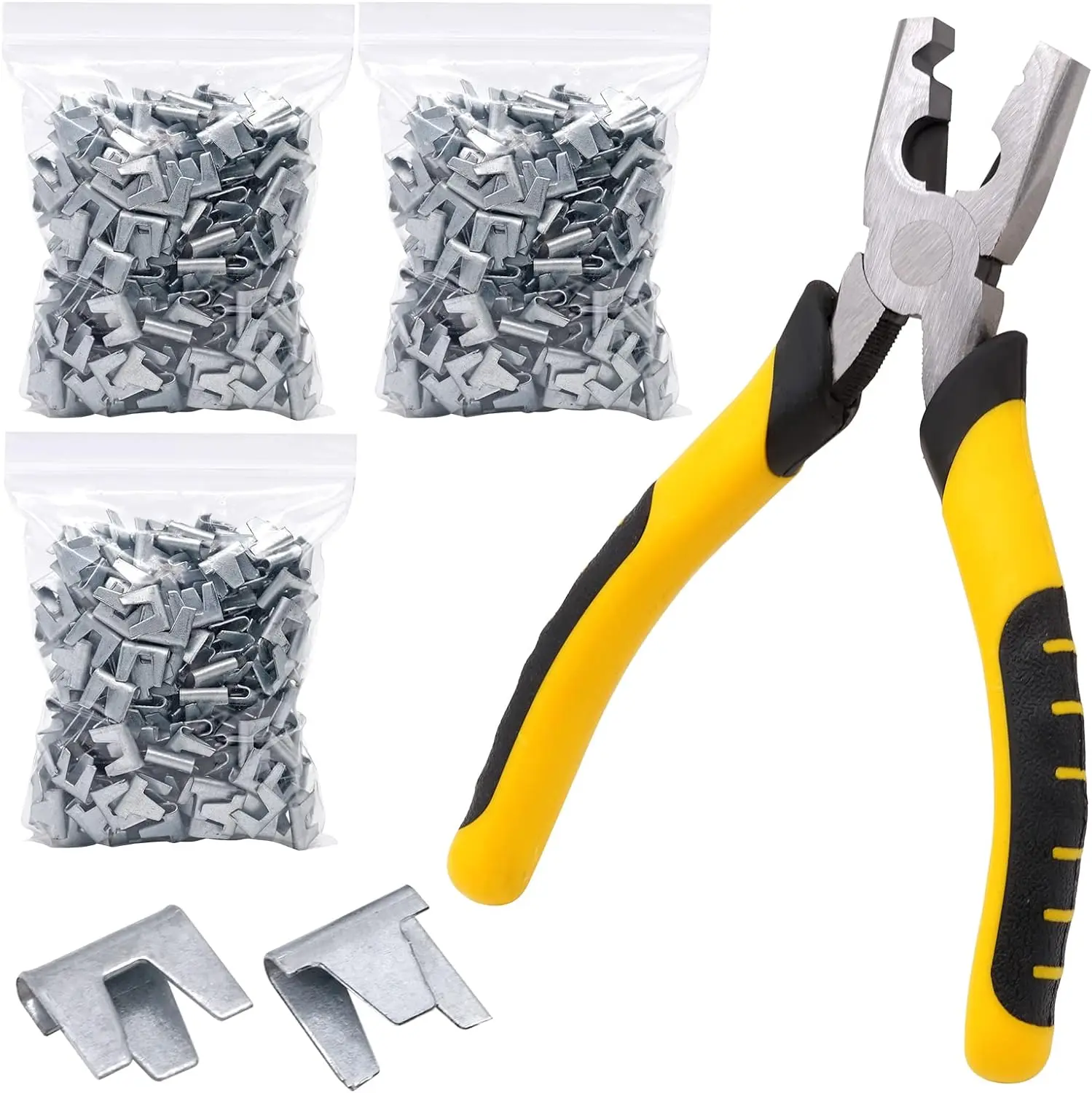 300pcs/900pcs/1200pcs/1500pcs Metal Clips for Rabbit & Chicken Cages Yellow/Orange/Green with Fence Pliers Hog Rings Installation Pliers & Snap Ring Pliers Wire Clamp Tool for Bird & Quail Wire Mesh Cage Building & Installation - Wirepliers