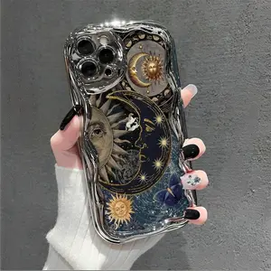 Celestial mobile phone case, designed with sun and moon motifs, suitable for iPhone 17 Air 16 Promax 15 Plus 14 13 12 11 models, made of TPU material, and provides shockproof protection. Ideal for stargazers, lovers of astr,Astronomy Decoration.QXN244