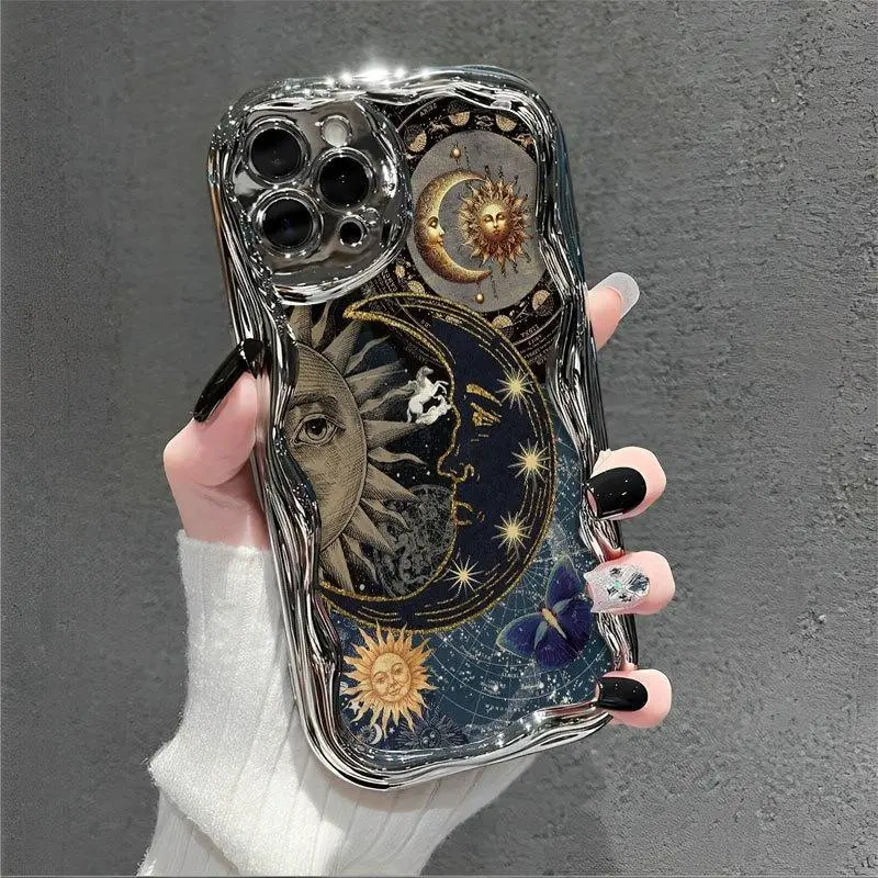 Aesthetic Celestial Smartphone Case - Sun & Moon Motif TPU Cellphone Cover, Shockproof Handheld Accessories for iPhone 17 Air/16 ProMax/15 Plus/14/13/12/11, Ideal for Stargazers & Astronomy Enthusiasts, QXN244
